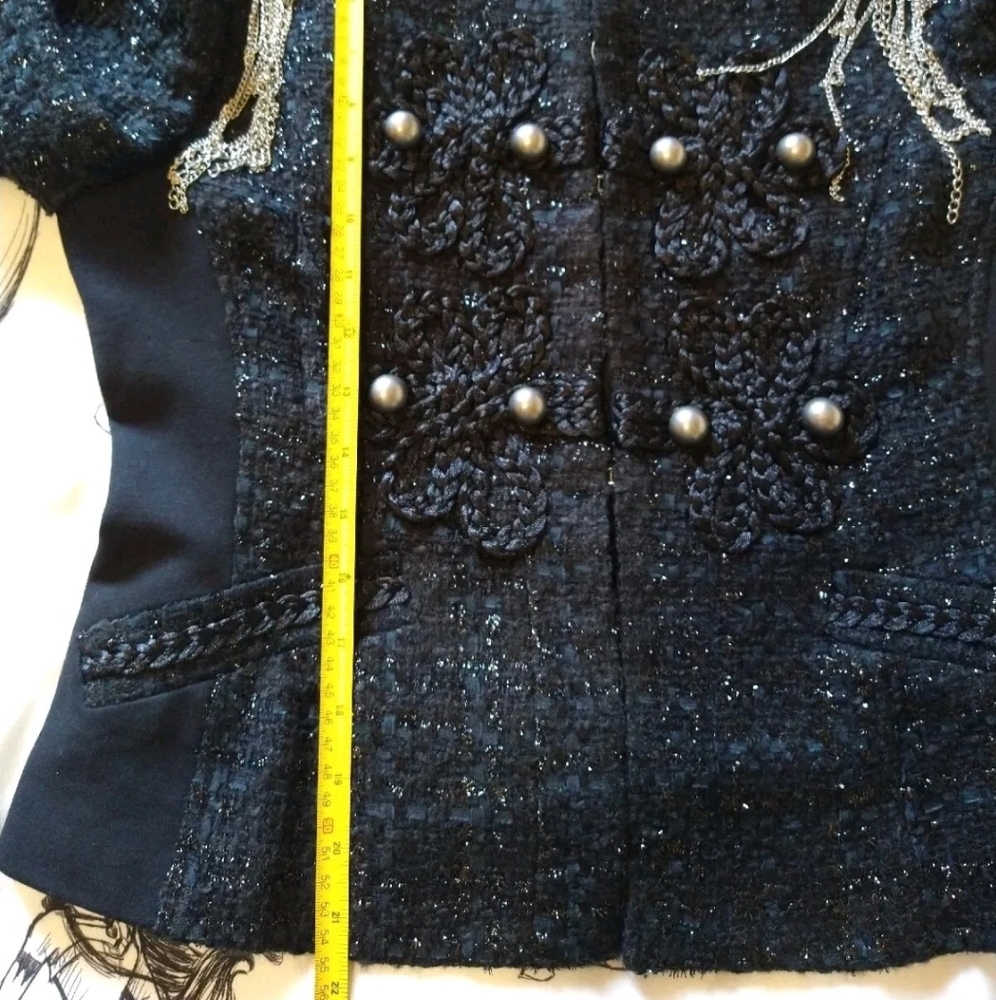 Elegant Express Tweed Military Jacket - Picture 4 of 10